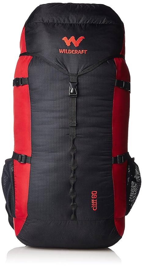 WILDCRAFT 60L Nylon Rucksack – Water-Resistant Travel & Hiking Backpack with Adjustable Straps, Red - Image 1